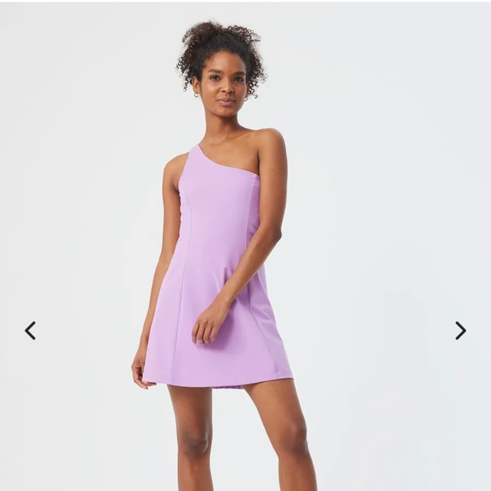 Outdoor Voices One Shoulder Exercise Dress With Liner XS Lavender Light Purple